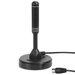 Antenă TV Digitală Portabilă August DTA240B cu Bază Magnetică, Recepție Semnal DVB-T / Freeview HD VHF și UHF, Cablu Coaxial 2 m cu Mufă IEC, Utilizare Interior și Exterior, Negru