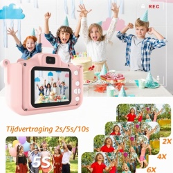 Aparat foto digital pentru copii model Melc, video Full HD 1080p, ecran IPS 2.0 inch, 44 rame foto, 5 jocuri educative, pentru fete și băieți 3-10 ani - Img 5