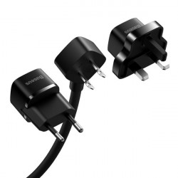 Cablu Baseus PowerCombo/prelungitor cu mini-priza de alimentare 1m negru (adaptor de alimentare UE si Marea Britanie) (PSMN000301) - Img 5