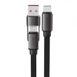 Cablu Date si Incarcare USB-C - USB-A / USB-C Acefast C13-05, 60W, 0.2m, Negru
