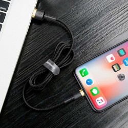 Cablu Lightning pentru iPhone, QC3.0 , 2.4A , 1M, BASEUS Cafule Durable Nylon, negru+auriu - Img 6