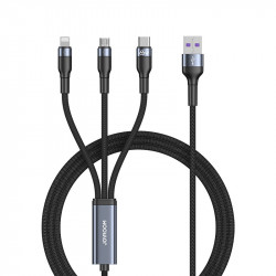 Cablu USB 3in1 Joyroom - USB tip C / micro USB / Lightning 66W 6A 1.2m negru (S-1260G5)
