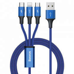 Cablu USB Baseus Rapid 3in1 - USB Type C / Lightning / micro USB pentru incarcare si transfer de date 1,2m albastru (CAJS000003)