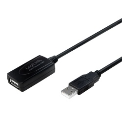 CABLU USB LOGILINK prelungitor, USB 2.0 (T) la USB 2.0 (M), 10m, activ (permite folosirea unui cablu USB lung), negru, "UA0143" (timbru verde 0.08 lei)