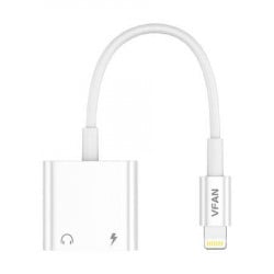 Cablu Vipfan L10 Lightning la Lightning + mini mufa 3,5 mm AUX, 10 cm