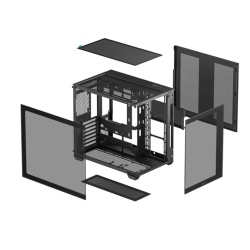 CARCASA DeepCool "CG530", middle tower, gaming, fara sursa, suporta 14xfan, , PSU shroud, USB 2.0 x 1, USB 3.2 gen1 x 2, audio+mic, 7 sloturi expansiune, negru, "R-CG530-BKNDA0-G-1" (timbru verde 0.32lei) - Img 5