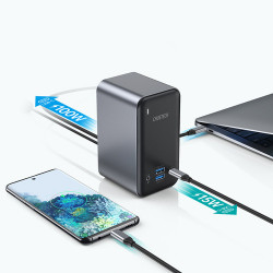 Choetech 15in1 HUB multifunctional USB Type C PD 100W - 4x USB 3.2 Gen1 (USB 3.0) / 4x USB Type C / 3x HDMI 4K / 1x VGA 1080p / 1x RJ45 1Gbps / 1x mini mufa 3,5 mm DC / (H1UB- mini jack / M21) - Img 6