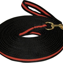 Coardă Lungă de Lucru pentru Cai Covalliero Soft, Lungime 8 m, Negru/Roșu, Material Textil Plăcut, Carabinier Rotativ cu Buclă