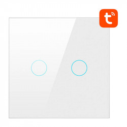 Comutator de lumina inteligent ZigBee Avatto LZTS02-EU-W2 2 cai fara neutru TUYA (alb)