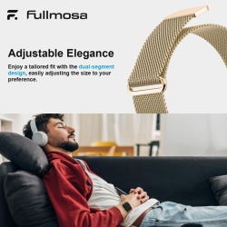 Curea Metalică Milaneză din Oțel Inoxidabil Fullmosa Compatibilă cu Apple Watch 38mm / 40mm / 41mm / 42mm (Seriile 10/11/12), Închidere Magnetică Reglabilă, Margini Lustruite, pentru Femei și Bărbați, Rose Gold - Img 6