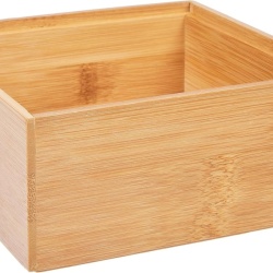 Cutie Organizatoare din Lemn de Bambus Zeller 13330, Dimensiuni 15 x 15 x 7 cm, Finisaj Natural, pentru Sertare, Birou, Baie și Bucătărie, Bej