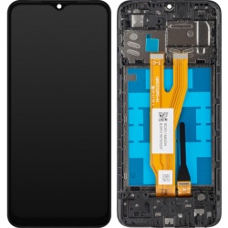 Display cu Touchscreen MP compatibil cu Samsung Galaxy A03 Core A032, cu Rama, Negru, Swap
