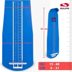 Dispozitiv Măsurare Picior și Mărime Pantofi SULPO, Pedimetru Copii și Adulți, Gradație Mărimi 15-48 (6-20 cm), Albastru - Img 5