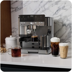 Espressor semi-automat 3in1 Ninja Luxe Café Premier ES601EU, 1650W, Cold Brew, rasnita incorporata cu 25 trepte de macinare, Barista Assist, cantar incorporat, recipient de spumare cu tel integrat, autocuratare a sistemului de spumare, inox - Img 3