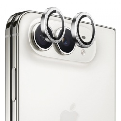 Folie de protectie Camera Spate Blueo Diamond pentru Apple iPhone Duo, Sticla Securizata, Argintie
