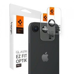 Folie de protectie Camera Spate Spigen GlastR EZ FIT Optik Pro pentru Apple iPhone 16e, Sticla Securizata, Set 2 bucati, Neagra