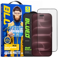 Folie de protectie Ecran Matte Blueo Anti Reflective HD pentru Apple iPhone 18 Pro Max, Sticla Securizata, Full Glue, Neagra