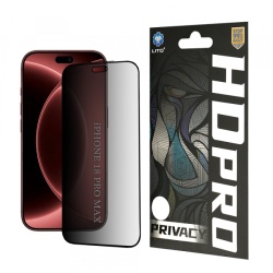 Folie de protectie Ecran Privacy Lito HD Pro pentru Apple iPhone 18 Pro Max, Sticla Securizata, Full Glue