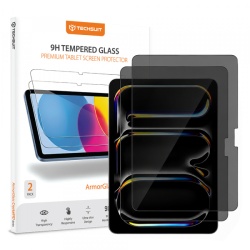 Folie de protectie Ecran Privacy Techsuit ArmorGlass CrystalHD pentru Apple iPad Pro 11 (2024), Sticla Securizata, Full Glue, Set 2 bucati