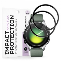 Folie Protectie Techsuit Nano Flex pentru Xiaomi Watch 5, Set 2 bucati, Plastic, Neagra