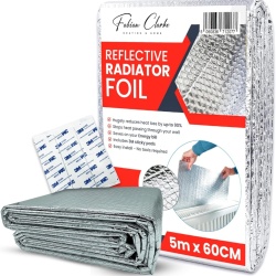 Folie Reflectorizantă pentru Calorifer 5m x 60cm, Rolă Izolație Termică cu Bandă Adezivă Inclusă, Reducere Pierderi de Căldură