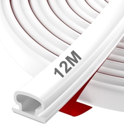 Garnitură Adezivă Autocolantă pentru Uși și Ferestre Typec Home, Profil D, Din TPE Gros, Hidroizolantă, Fonoizolantă, Compatibilă Fante 2.5 - 5 mm, Lungime 12 metri, Culoare Alb