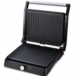 Gratar electric Heinner HEPG-F2000BKSS, placi fixe antiadezive, deschidere 180°, temperatura reglabila, Negru/Inox - Img 2