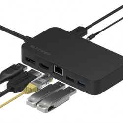 Hub 7in1 Blitzwolf BW-TH7 Surface DC 5V, HDMI, USB 2.0 Type-A, Display Port Full HD, 3.5mm Audio, USB 3.0 Type-A, RJ45 Gigabit Ethernet