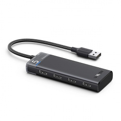 HUB Ugreen CM653 cu 4 porturi USB-A si cablu de alimentare USB-A - negru