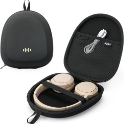Husă de protecție rigidă pentru căști over-ear, carcasă transport rezistentă la șocuri și stropi, compatibilă JBL, Sony, Soundcore, Bose, Beribes, buzunar plasă cabluri, Negru