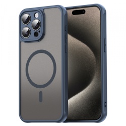 Husa MagSafe pentru Apple iPhone 15 Pro Max, Techsuit, HaloFrost II, Bleumarin