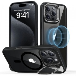 Husa MagSafe pentru Apple iPhone 16 Pro Max, ESR, Classic Hybrid Kickstand, Neagra Transparenta