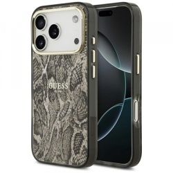 Husa MagSafe pentru Apple iPhone 18 Pro / 17 Pro, Guess, Python Pattern, Maro
