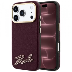 Husa MagSafe pentru Apple iPhone 18 Pro Max / 17 Pro Max, Karl Lagerfeld, Grained Resin Sign Logo, Visinie
