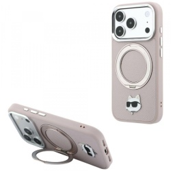 Husa MagSafe pentru Apple iPhone 18 Pro Max / 17 Pro Max, Karl Lagerfeld, Ring Stand 360 Choupette Pin, Roz