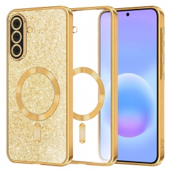 Husa MagSafe pentru Samsung Galaxy A57 5G, Techsuit, Luxury Glitter, Aurie