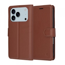 Husa pentru Apple iPhone 17 Pro Max, Techsuit, Leather Folio, Maro
