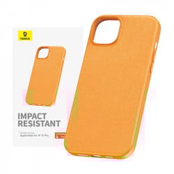 Husa pentru telefon pentru iPhone 15 ProMax Series Baseus Fauxther (portocaliu)