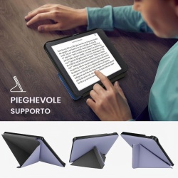 Husă Pliabilă cu Stand și Închidere Magnetică Compatibilă cu Kobo Libra H2O, Piele Ecologică PU, Protecție Completă Față-Verso, Culoare Lavandă - Img 5