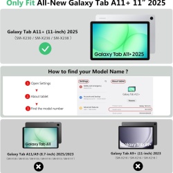 Husă Rotativă TiMOVO pentru Samsung Galaxy Tab A11+ / A11 Plus 11" (2025), Suport Pivotant 90° Orizontal / Vertical, Funcție Auto Sleep/Wake, Bandă Elastică, Piele Ecologică, Negru - Img 8