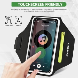 Husă sport pentru braț pentru telefoane de până la 6.9 inch, compatibilă touchscreen, cu buzunar pentru căști, chei și carduri, banderolă alergare și fitness - Img 6