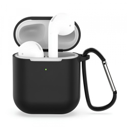 Husa Techsuit Silicone pentru Apple AirPods Gen 1 / Gen 2, Neagra