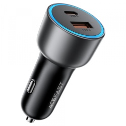 Incarcator Auto Acefast B21, 75W, 3A, 1 x USB-A - 1 x USB-C, Gri