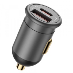 Incarcator Auto Blueo, 35W, 3A, 1 x USB-A - 1 x USB-C, Gri
