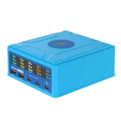 Incarcator Statie Relife RL-304R QI, 260W, 3A, 2 x USB-A - 3 x USB-C, Albastru, Resigilat