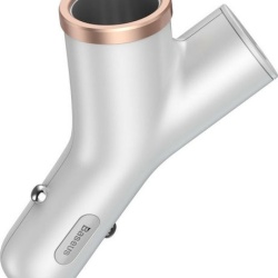 Incarcator telefon, Baseus Y Type, 2xUSB si extensie bricheta, 3.4A, alb