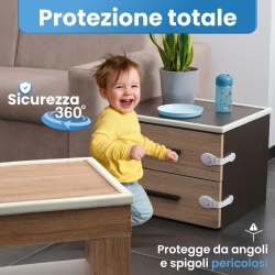 Kit Complet de Protecție pentru Copii , Rolă 6.4 Metri Bandă din Cauciuc cu Spumă Activă (Grosime 7 mm), 8 Protecții Colțuri, 4 Sisteme Siguranță Sertare și 1 Opritor Ușă, Alb - Img 6
