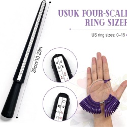 Kit Complet pentru Măsurarea Mărimii Inelelor și Degetelor, Mandrină Gradată US/UK 26.5 cm și Set Inele de Calibrare Mov Mărimi US 0–13, Dispozitiv Precis pentru Bijuterii, Verighete și Inele de Logodnă - Img 6