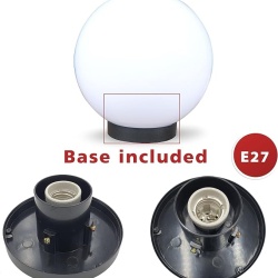 Lampa solara / corp de iluminat exterior tip glob sferic Velamp, diametru 200 mm, dulie E27, protectie IP44, pentru curte, gradina, terase si alei, Alb - Img 4