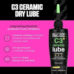 Lubrifiant ceramic pentru lant de bicicleta Muc-Off C3 Dry Weather Ceramic Lube, conditii uscate, formula pe baza de ceramica si borit de nitril, 120ml - Img 6
